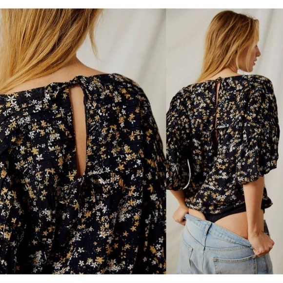 NWT Intimately Free People Dessa Black Floral Bodysuit - Picture 4 of 11